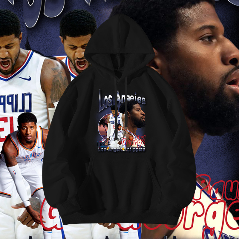 保罗乔治paul印花泡椒秋冬加绒连帽卫衣休闲高街青年个性卫衣