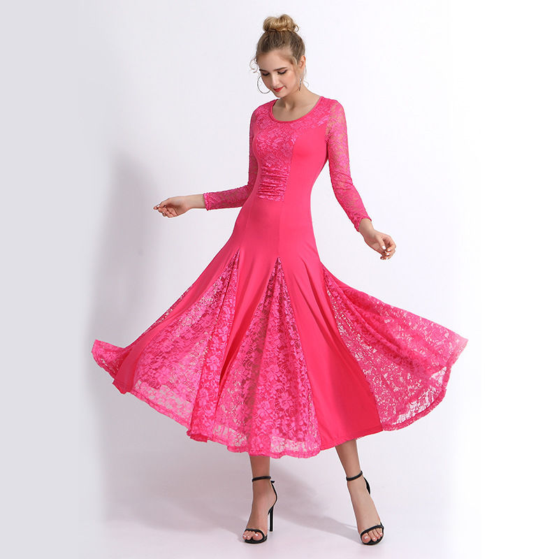 比赛演出服摩登舞裙新款国标舞长裙交谊舞大摆连衣裙华尔兹舞蹈服