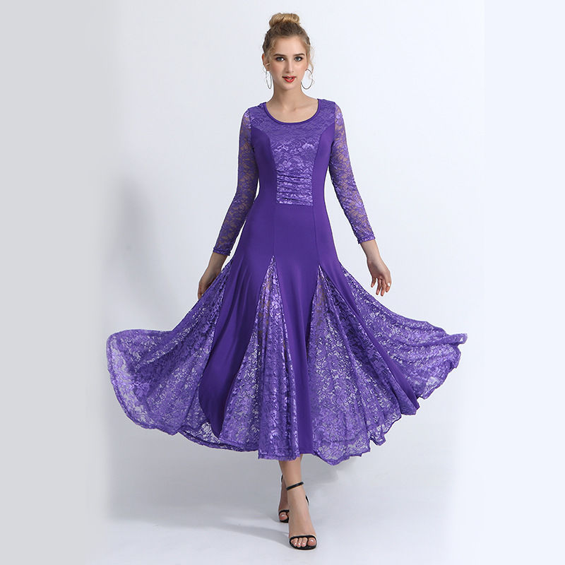 比赛演出服摩登舞裙新款国标舞长裙交谊舞大摆连衣裙华尔兹舞蹈服