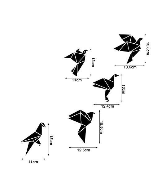 外贸热款各种造型的千纸鹤乙烯基墙贴壁纸可移除儿童房wall decor