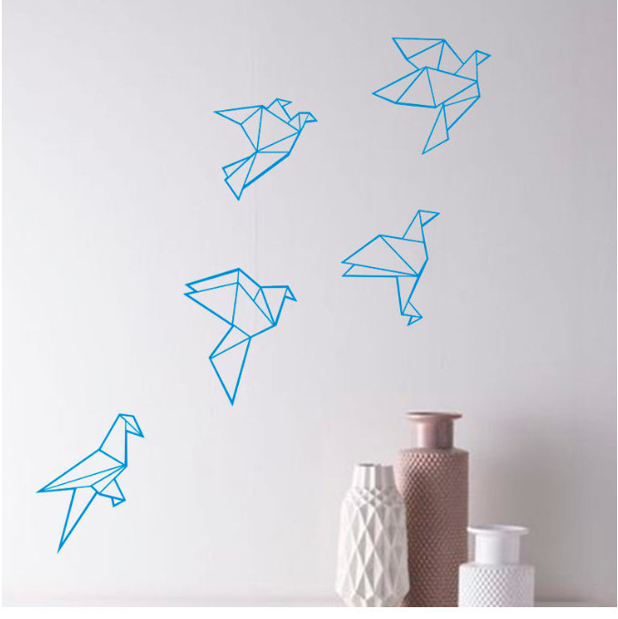 几何千纸鹤5个一套飞鸟速卖通热卖墙纸儿童房婴儿房墙贴decals