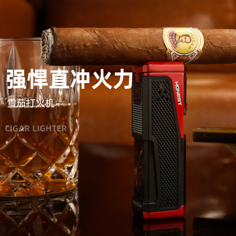 百诚鬼斧1号四直冲防风蓝火焰打火机专业雪茄直冲打火机促销礼品