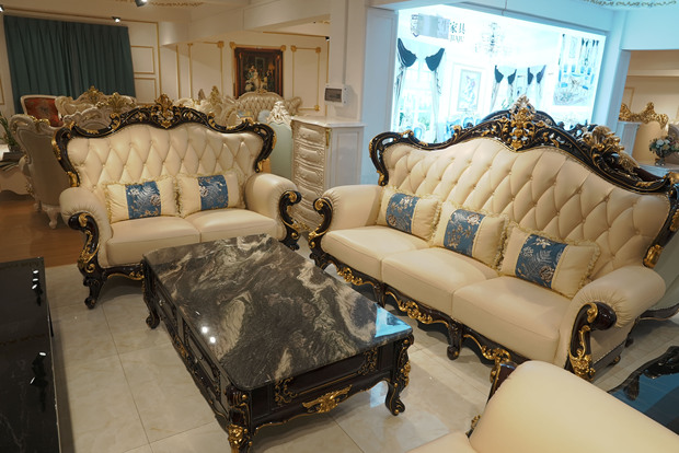 欧式头层真皮沙发贵族金实木雕花奢华大户型别墅客厅沙发工厂定制
