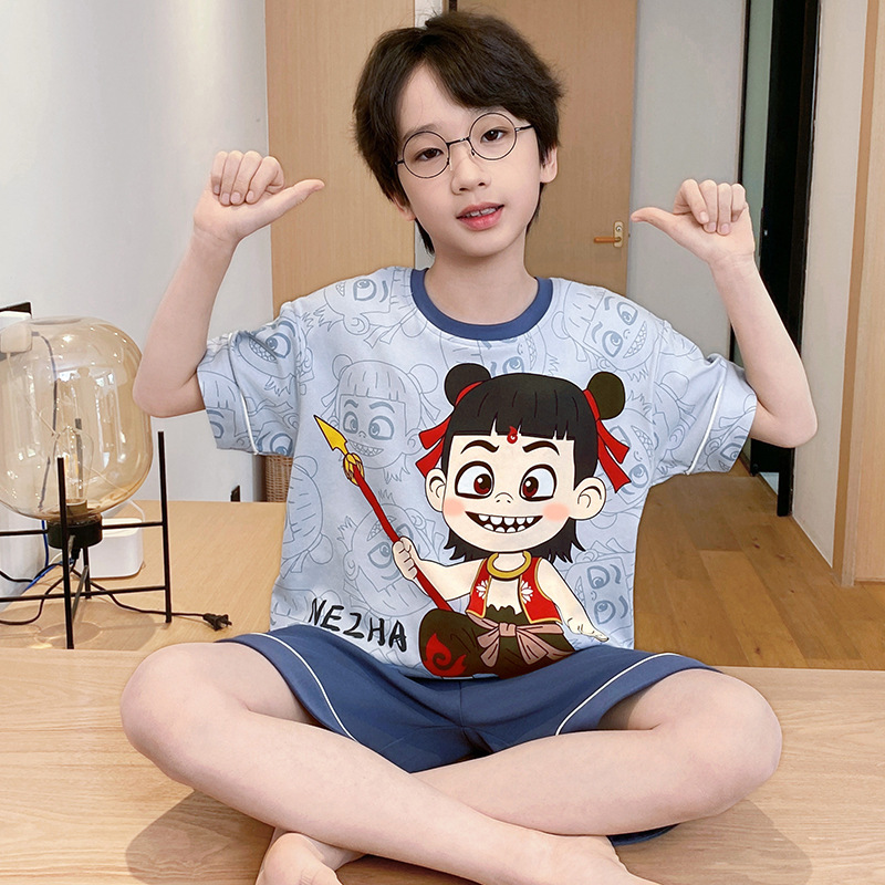 复制_儿童睡衣哪吒男童夏季纯棉双短薄款套装男孩.jpg