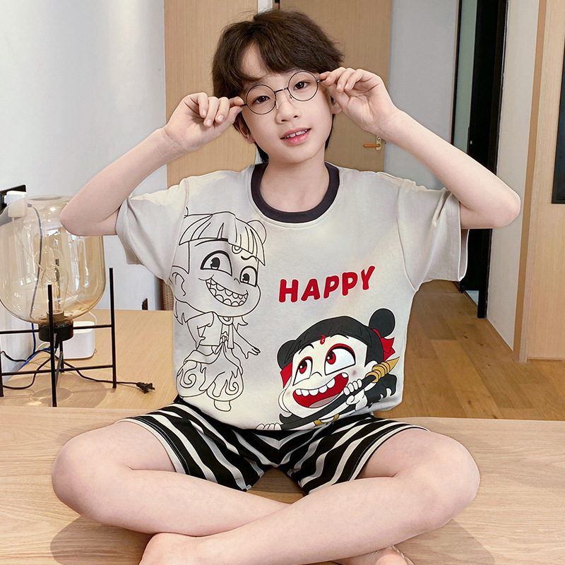 复制_儿童睡衣哪吒男童夏季纯棉双短薄款套装男孩.jpg