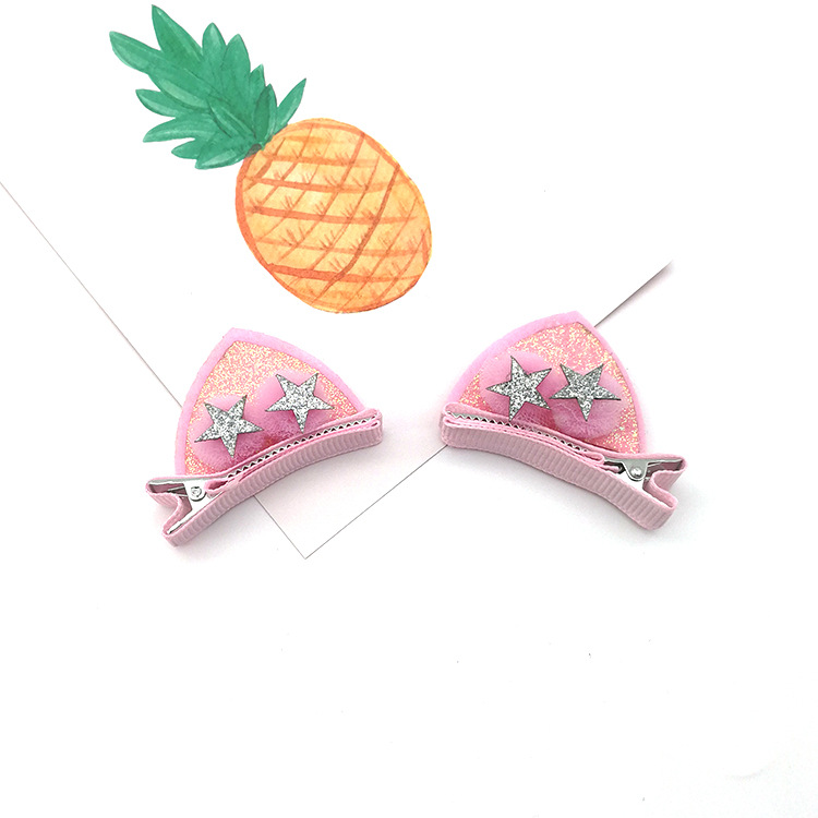 Children's Cute Cat Ears Side Clip Hairpin Hairpin Sweet Bang Clip Cropped Hair Clip a Pair of Hairclips Girl Baby Hair Accessories