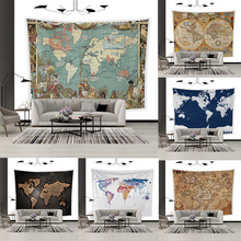 厂家直销亚马逊热款世界地图挂毯 欧美风卧室墙面装饰背景布