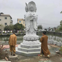 闽兴福石材厂石雕佛像汉白玉石雕观音寺庙观音神像大型石雕摆件