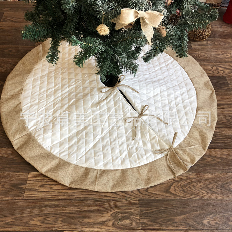 【卓美】跨境新款圣诞树裙格纹布刺绣圣诞树裙家居圣诞树装饰树裙