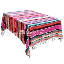2024瑜伽毯棉线提花披肩墨西哥桌旗美式沙滩毛毯彩虹毯子沙发毯子