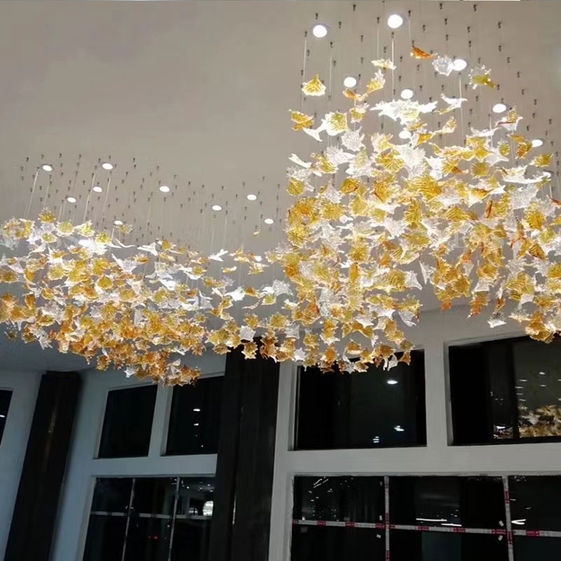 酒店工程枫叶吊灯宴会厅售楼部沙盘楼梯灯装饰创意艺术灯具