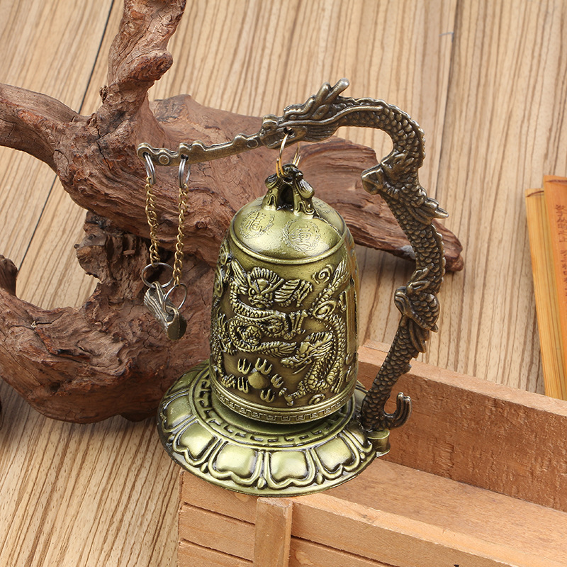 小号青铜锁和尚龙撞钟 能响龙钟摆件 风水装饰品工艺品收藏直销龙
