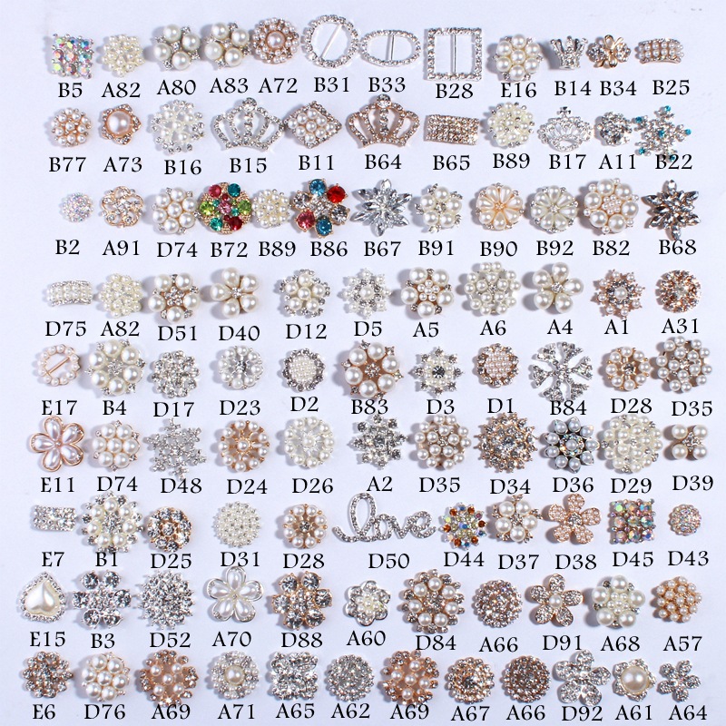 Foreign Trade Hot Selling Handmade Diy Hair Accessories Pearl Flower Disk Drill Buckle Delicate Rhinestone Alloy Drill Buckle Ornament Material