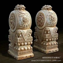 仿古做旧石雕老件门墩抱鼓石 寺庙青石抱鼓石雕门墩厂家现货优惠