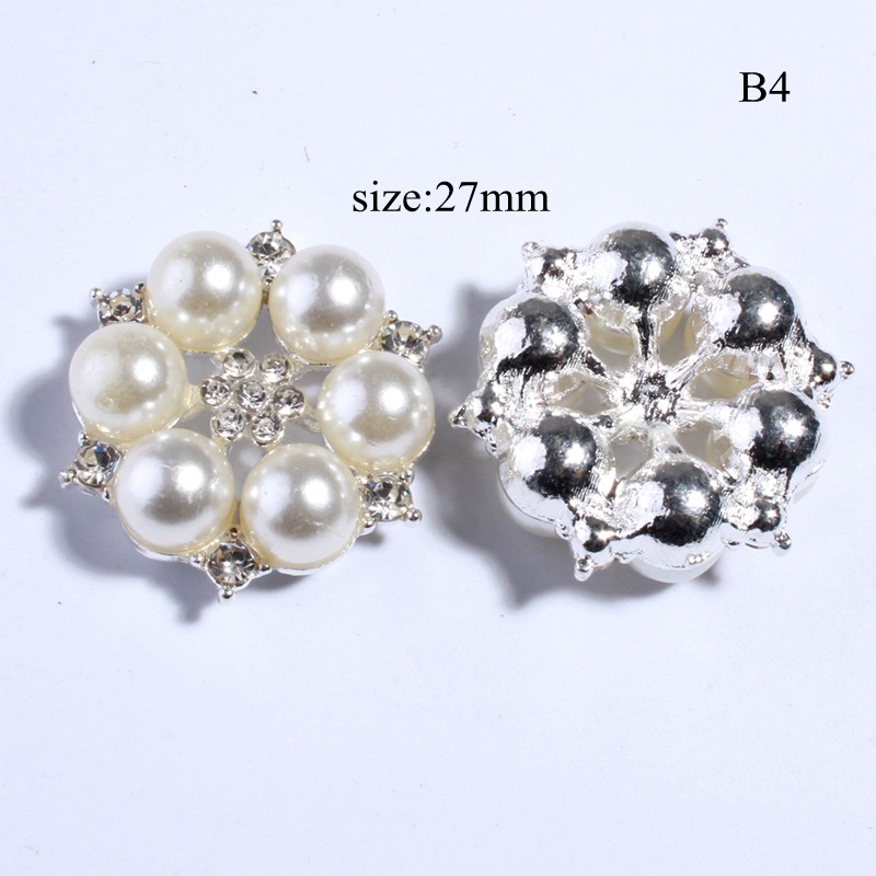 Foreign Trade Hot Selling Handmade Diy Hair Accessories Pearl Flower Disk Drill Buckle Delicate Rhinestone Alloy Drill Buckle Ornament Material