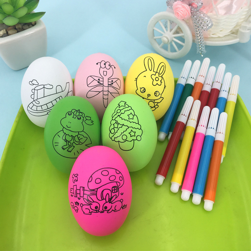 彩绘鸭蛋 画画彩蛋绘 幼儿园鸡蛋壳diy手工制作彩绘仿真鸡蛋玩具