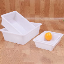 加厚白色塑料收纳盒长方形盒子pp塑料食品保鲜盒生鲜盒圆角冰盆