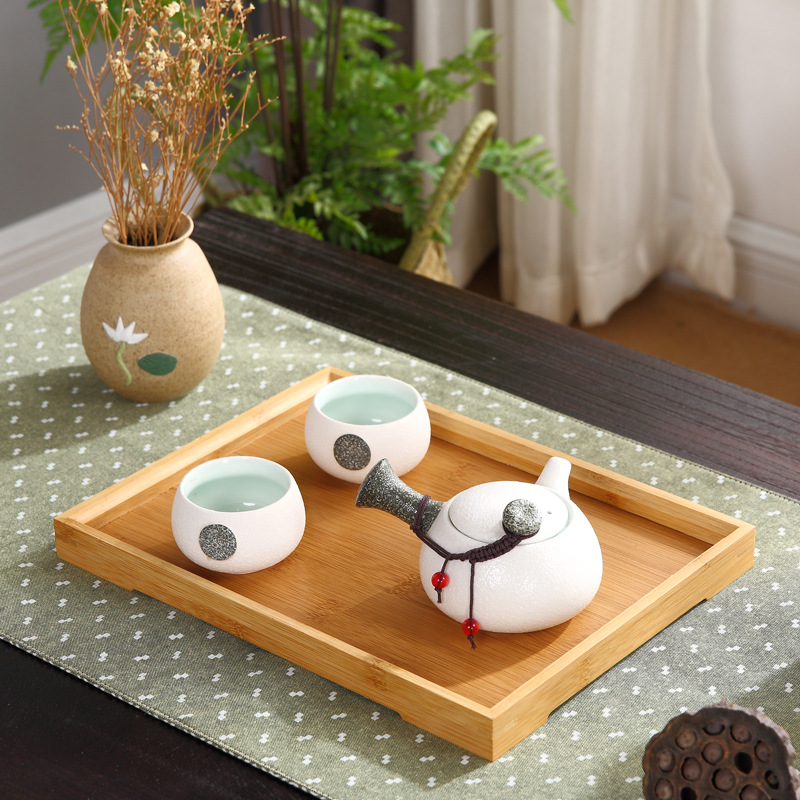 Japanese-Style Rectangular Bamboo Tea Set Bamboo Tableware Tea Tray Bamboo Tray Logo Bamboo Tea Tray