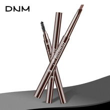 DNM五色可选双头眉笔带眉刷三角笔头自动旋转防水防汗3D 跨境专供