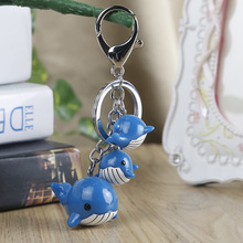韩版海洋动物鲸鱼 海豚卡通钥匙扣情侣包包挂件可爱立体钥匙扣