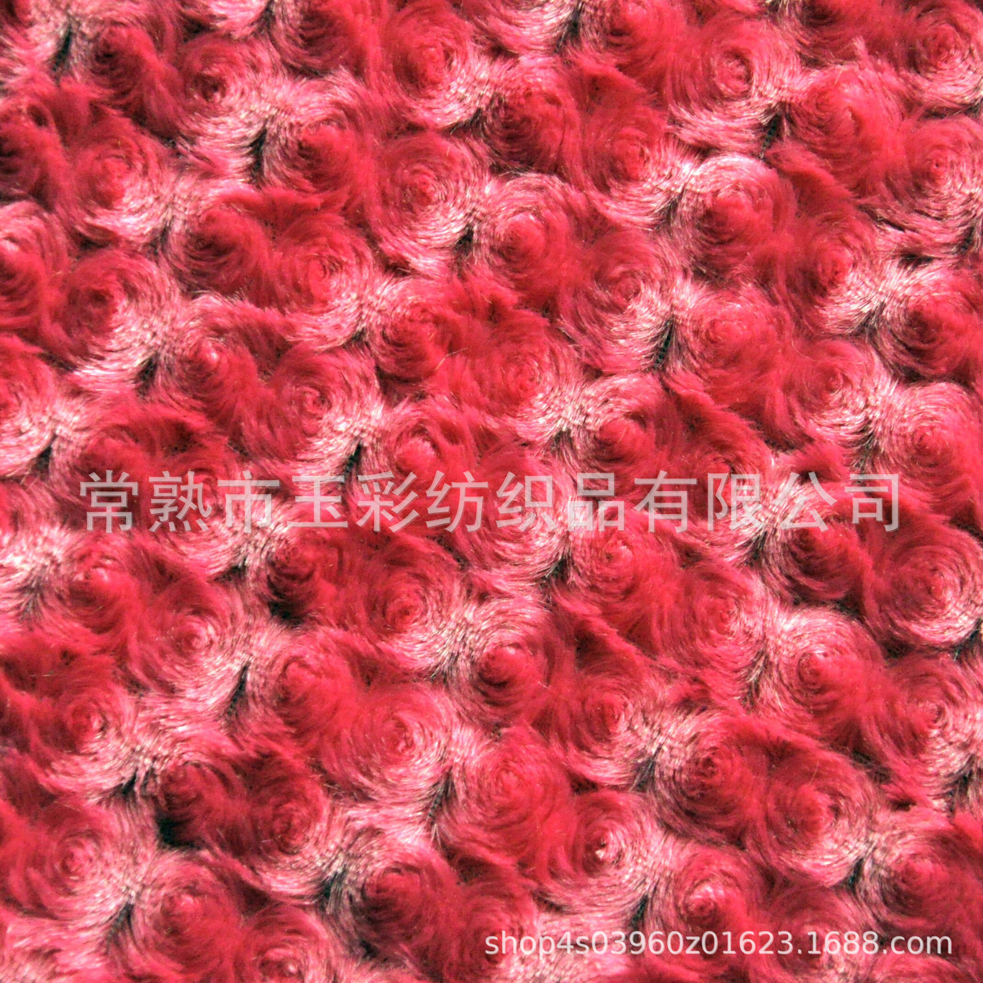 红色玫瑰绒 拧花PV绒 南韩绒刷花 泰迪绒 minky rose fabric