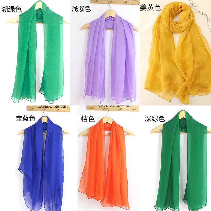 纯色雪纺丝巾防晒百变披肩沙滩巾旅游拍照纱巾围巾女-阿里巴巴