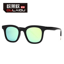 韩版黑色复古太阳镜 男士炫彩方形防紫外线墨镜 欧美外贸太阳眼镜