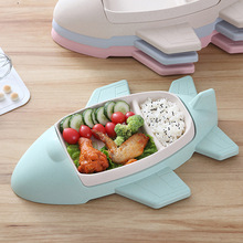 竹纤维创意儿童餐盘分格宝宝餐具套装卡通飞机碗 BB餐具批发
