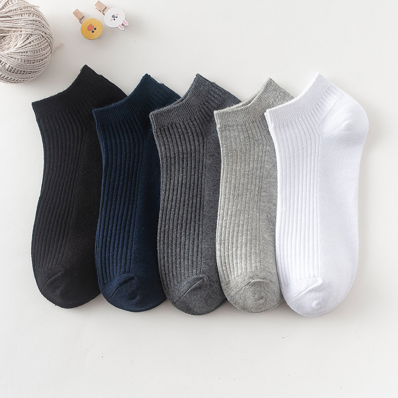 socks men‘s free shipping spring and summer short double needle ankle socks simple solid color male socks drawstring sweat-absorbing cotton socks all-match socks