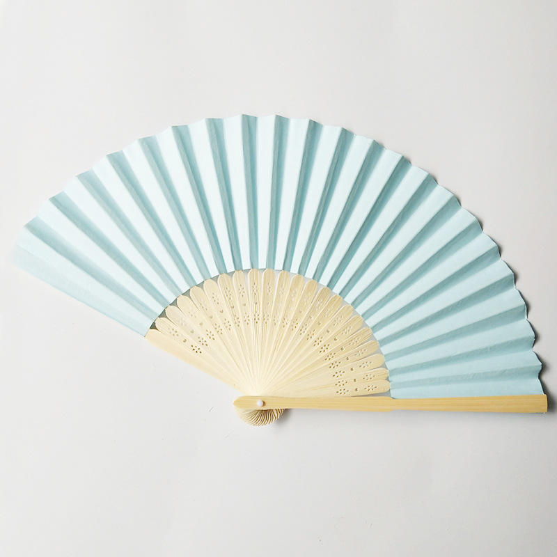 Cross-Border Hot White Wedding Paper Fan White Invitation Card Paper Fan White Classic Paper Fan DIY Paper Fan