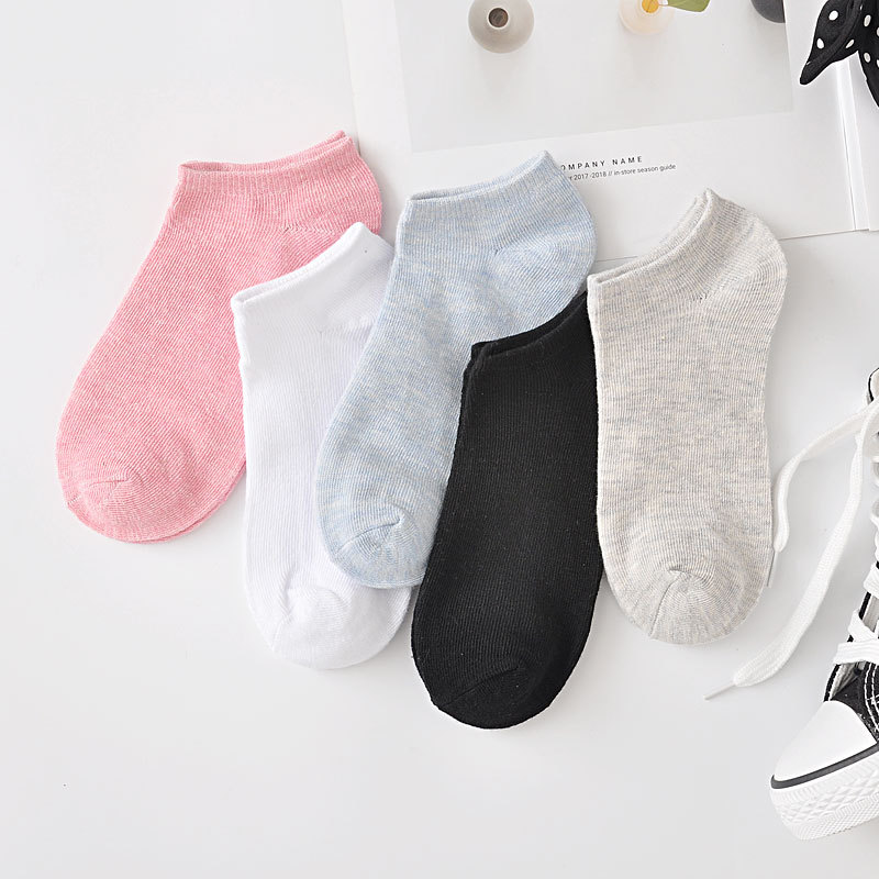 Solid Color Cotton Socks Candy Color Women's Cotton Socks Invisible Shallow Mouth Socks Ankle Socks Bare Socks Zhuji Socks