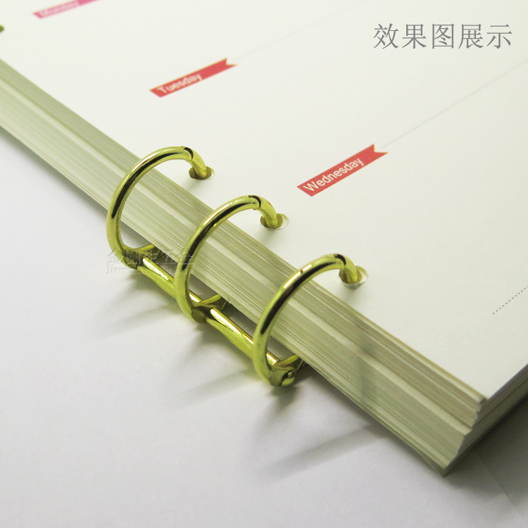 台历配件金属三孔活页环易拆卸笔记簿三环装订夹资料收纳活页圈