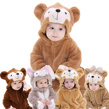 婴儿连体衣春秋男女宝宝哈衣网红小熊爬爬服0-1-2岁外出服