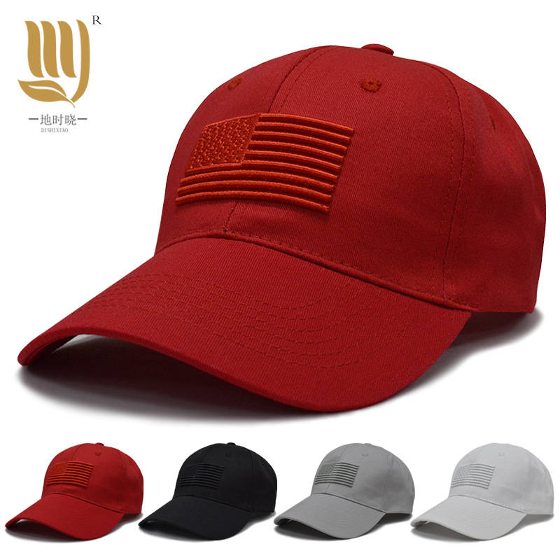 跨境鸭舌帽子外贸畅销usa美国国旗纯棉棒球帽户外运动旅游广告帽