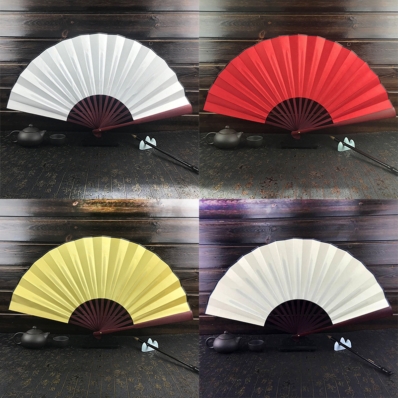 8-Inch 10-Inch Raw Silk Blank Fan Folding Fan Chinese Style for Men and Women Student Drawing Calligraphy and Painting Inscription DIY Fan Wholesale