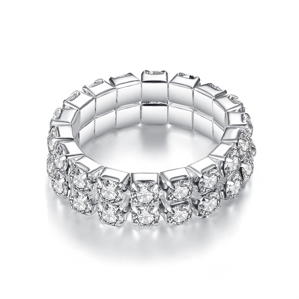 European and American Fashion Luxury Diamond Double Row Collar Bracelet Ring Water Drop Earrings Earrings Bridal Suit Female N4675
