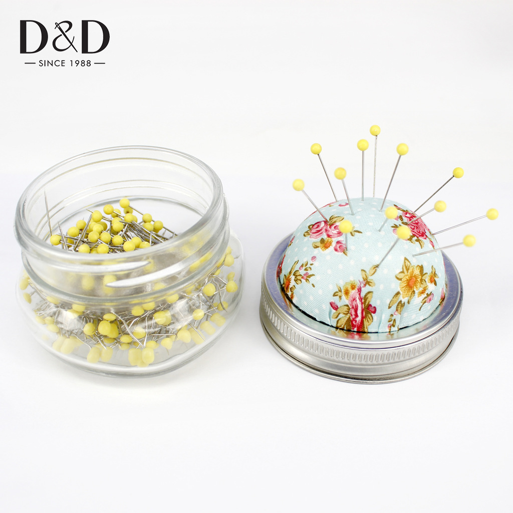 Cross-Border Amazon Hot Selling Product Plastic Head Sewing Kit Needle Bottle Pin Cushion Pack Glass Bottle Polka Dot 200pcs