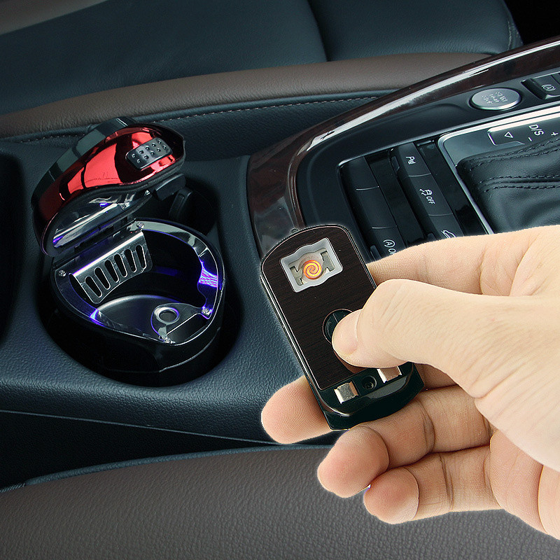 car flash n12d car ashtray cigarette lighter with light and lid creative car interior car special car supplies