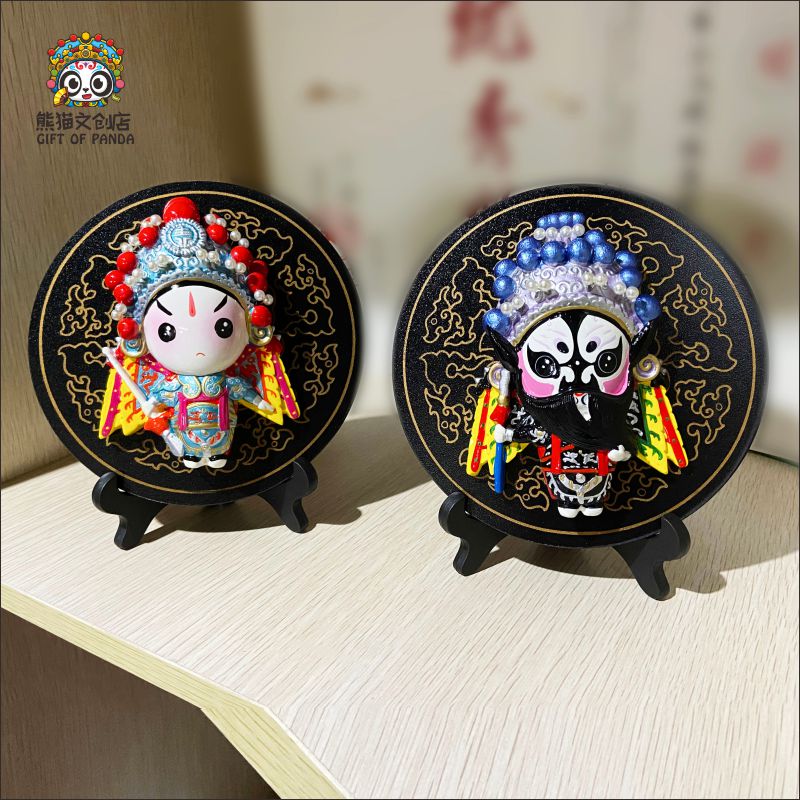 中国风三国人物成都特色戏剧脸谱摆件文创纪念品彩绘摆台家居饰品