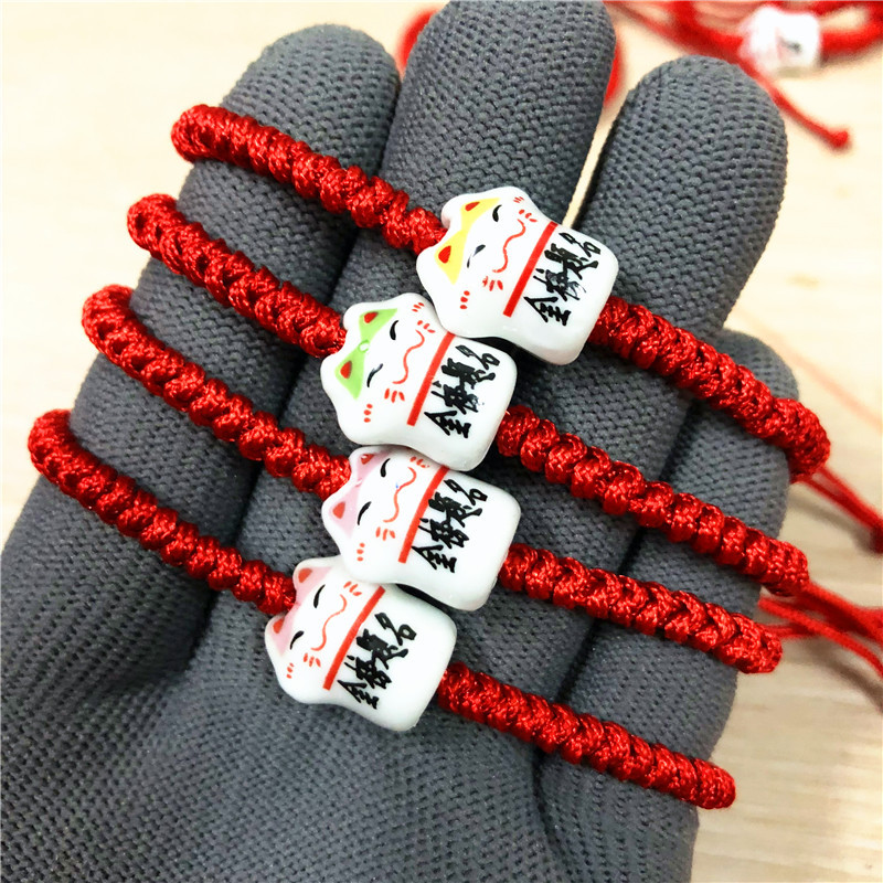 热卖升学考试陶瓷招财猫金榜题名高考红绳手链中考幸运手链手绳