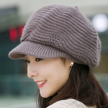 帽子女冬季韩版针织毛线帽女士秋冬天时尚保暖八角帽中老年兔毛帽