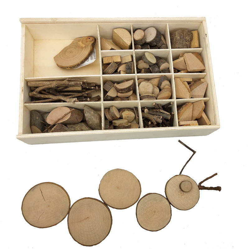 Educational Log Gift Box Kindergarten Raw Wood Chips Diy Natural Material Small Wood Chips Dry Branch Handmade