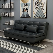 简约小户型客厅沙发床双人1.5米1.8m可折叠两用纯色皮沙发