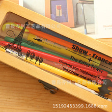 创意复古木制笔盒铅笔文具盒透明盖收纳盒毕业礼物盒收纳盒