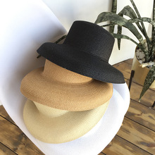 赫本风草帽女士夏季旅行沙滩帽防晒遮阳帽新款百搭大沿可折叠帽子