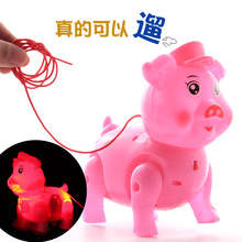 新款儿童猪年吉祥物玩具玩具牵绳猪益智电动唱歌发光夜市玩具