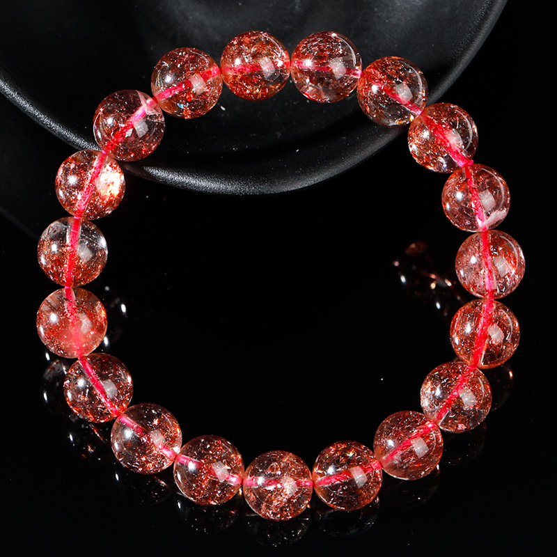 瑞光珠宝天然金草莓晶手链女超七草莓晶手串多圈水晶