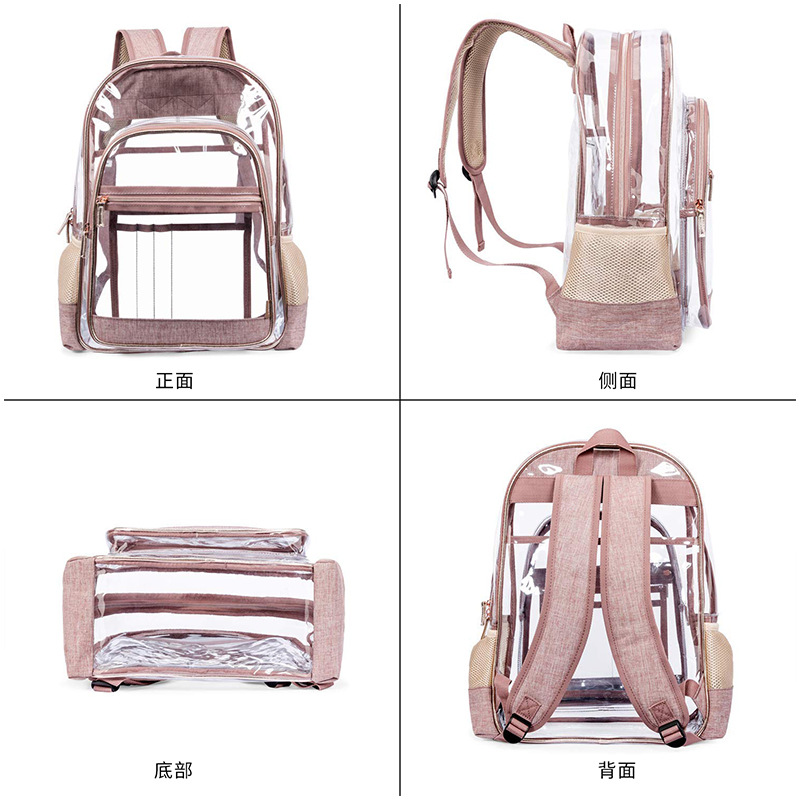 Cross-Border New Transparent Bag Fashion Jelly Bag Simple Backpack PVC Handbag Men's and Women's Backpacks 1 Piece Delivery