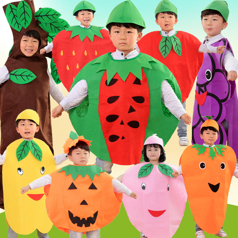 儿童蔬菜演出服装青菜白菜胡萝卜玉米南瓜辣椒舞台亲子无纺布走秀