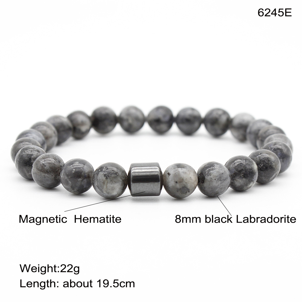 New Cross-Border Hot Sale Black Stone Tiger Eye Beads Bracelet Stone Beaded Bracelet Magnetic Bracelet